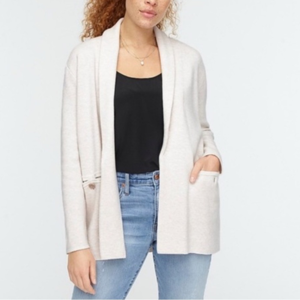 J. Crew Camille Merino Wool Oversized Open Blazer Cardigan in Oatmeal Size Small